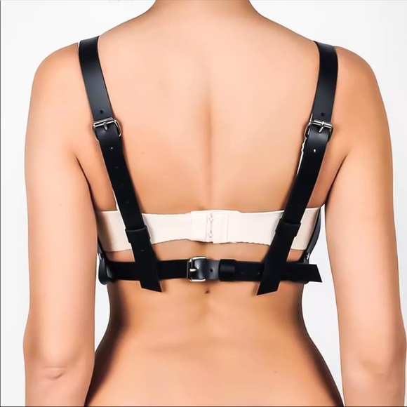 Black Leather Harness Belts w/ Rings main image 4